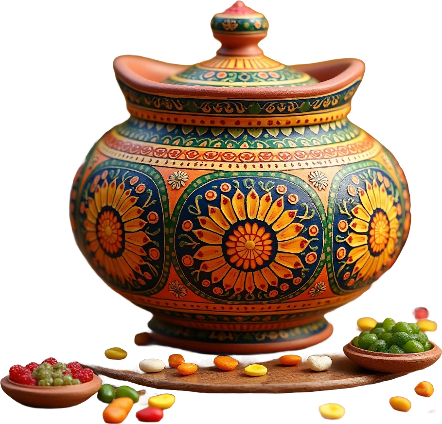 Colorful Ceramic Pot with Candy